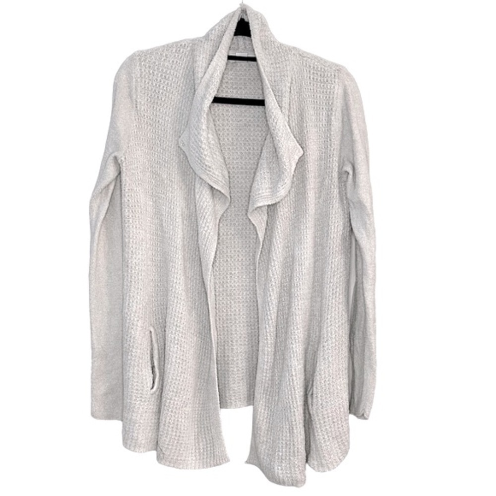 Barefoot Dreams Cozychic Lite Waterfall Cardigan Sweater in Waffle Knit